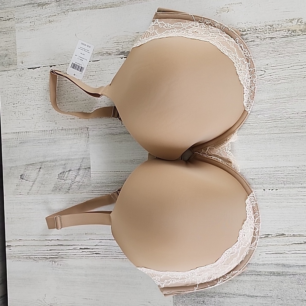 Soma soft tan ecru lace memorable full coverage underwire bra Size 42DDD NEW